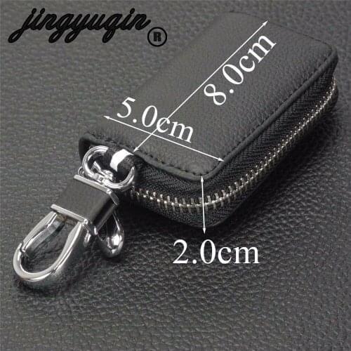 Jingyuqin Fashion Leather Key Wallet Women Keychain Covers holder Proctetor For VW For Chevrolet For Benz For Nissan All Key
