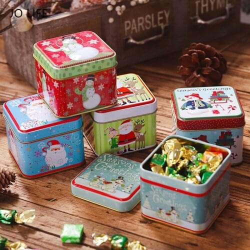 JO LIFE 1PC Birthday Wedding Party Cake Cookies Container New Year Christmas Cartoon Printed Gift Box Candy Jar