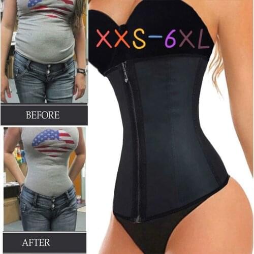 Corset Body Shaper Latex Waist Trainer Cincher Zipper Underbust Weight Loss Slimming Shapewear Fajas Hourglass Belt Women Plus