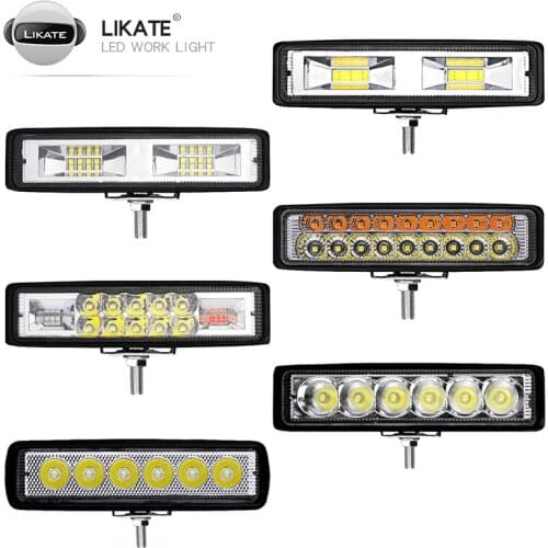 LKT 6Inch LED Work Light 48W Flash White Yellow For 4x4 Offroad ATV SUV Motorcycle Truck Trailer Car Accessories DC12V 24V