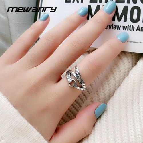 Mewanry 925 Sterling Silver Couples Rings for Women New Trend Punk Rock Vintage Creative Double-Layer Belt Jewelry Birthday Gift