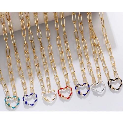 Fashion Bohemia Minimalist Smooth Dripping Oil Heart Shaped Pendant Necklace 7 Colors Color Cute Charm Necklace For Women