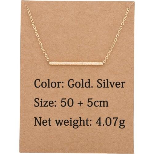 Fashion Simple Gold Silver Color Balance Wood Straight Bar Alloy Necklaces Vintage Pendant Charm Necklace Women Friend Gift
