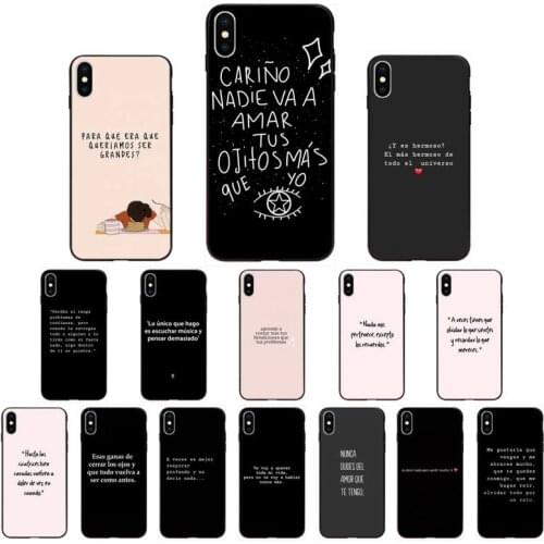 FHNBLJ Spanish Quotes Soft Silicone TPU Phone Cover for iPhone 11 pro XS MAX 8 7 6 6S Plus X 5 5S SE XR SE2020
