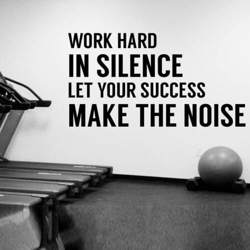 Work Hard In Silence Fitness Motivational Quote Wall Decal Workout Success Inspirational Vinyl Sticker Art Gym Sports Decor E159