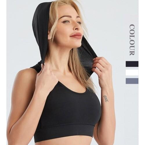 New Hooded Sport Womens Bra Mesh Womens Tube Top Yoga Bras Underwear Women Anti-shake Sports Bra Gym Womens Vest