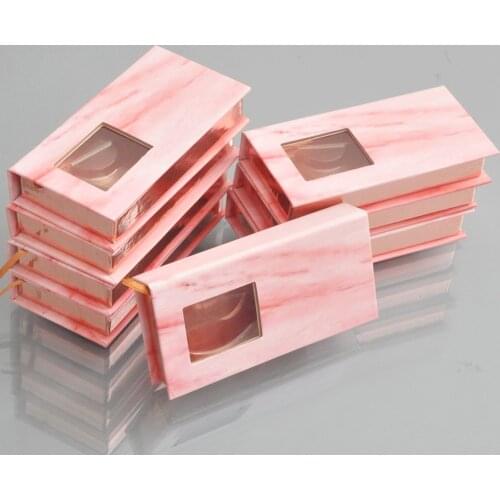 Wholesale Lash Boxes Packaging Eyelash Box Custom Faux Cils 25mm Mink Eyelashes Package Marble Magnet Rectangle Case Gift Vendor
