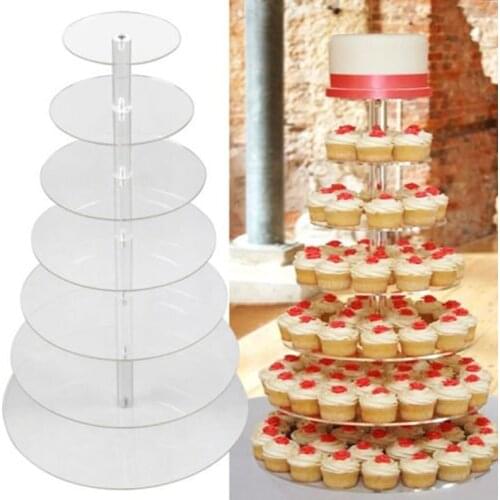 3 4 5 6 7 Tier Cake Holder Round Acrylic Cupcake Cake Stand Assemble Disassemble Home Birthday Tools Party Stand Decoration Gift