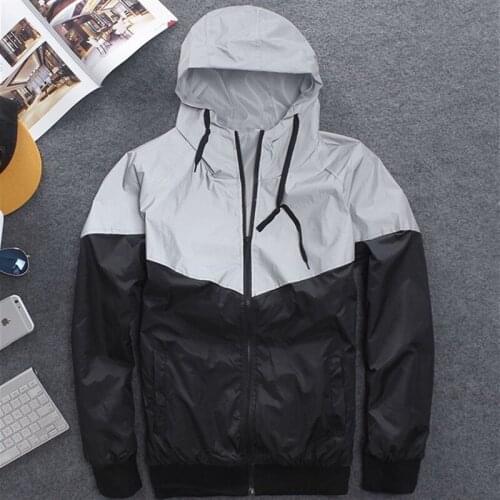 Casual Streetwear Loose Windbreaker Coats Plus Size 4Xl New Men Night Full Reflective Hooded Bomber Jacket Hip Hop