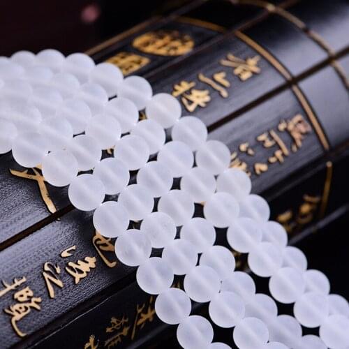 RONGQING 1 String White Frosted Stone Beads Crystal Loose Beads for Jewelry Making Necklace Bracelets DIY 4-12mm cordon bijoux