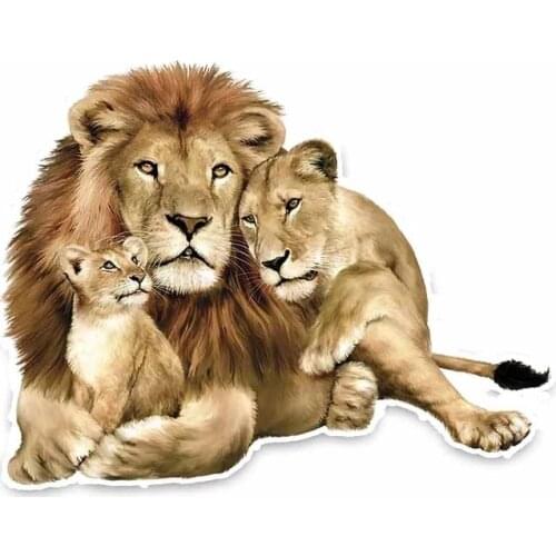 S50046# 13CM/15CM/17CM Personality PVC Decal Lion Family Waterproof Car Sticker on Motorcycle Laptop Decorative Accessories