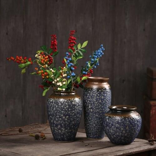 Nordic Flower Vase Home Decorations Retro Jingdezheng Glaze Vases for Flowers Clay Pot Hydroponics Floral Ornaments Decoration
