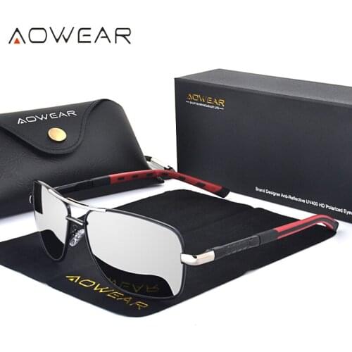 AOWEAR Rectangle Polarized Sunglasses Men Aluminum Retro Mirror Sun Glasses for Men Women 2018 Luxury Brand Shades Glasses gafas