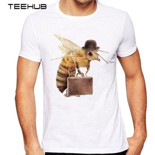 TEEHUB Mens New Fashion Worker Bee Design Short Sleeve T-Shirt Cool Printed Tops Hipster Tee Shirts