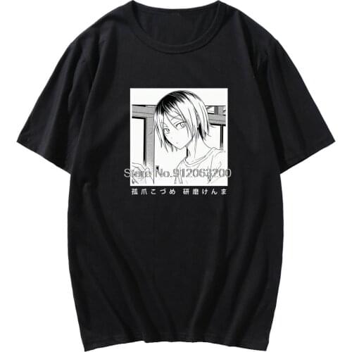 Japanese Anime Haikyuu Sweatshirt Kenma Kozume Print Short Sleeve T-shirt Men Hip Hop Street Style Tshirt Male Harajuku T Shirt
