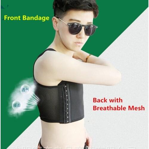 Tomboy Mesh Breathable Short Chest Breast Binder Buckle Tran Vest Summer Casual Shapers Corset Tops Lesbian Plus Size 2019