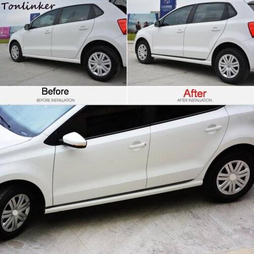 Tonlinker 6 pcs Stainless Steel Car Styling Car door body Stickers Cover Case Sticker For Volkswagen POLO 2011-16 Hatchback