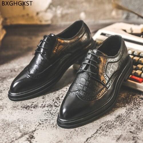 Black Brogue Shoes for Men Office 2021 Dress Shoes Mens Fashion Oxford Designer Shoes Men High Quality Chaussure Homme Zapatos