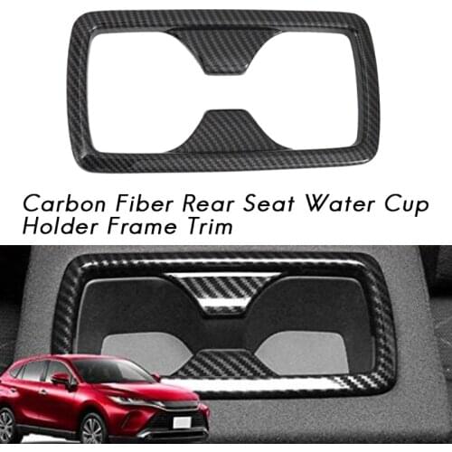 Carbon Fiber Car Rear Seat Water Cup Holder Frame Cover Decoration for Toyota Harrier Venza 2020 2021