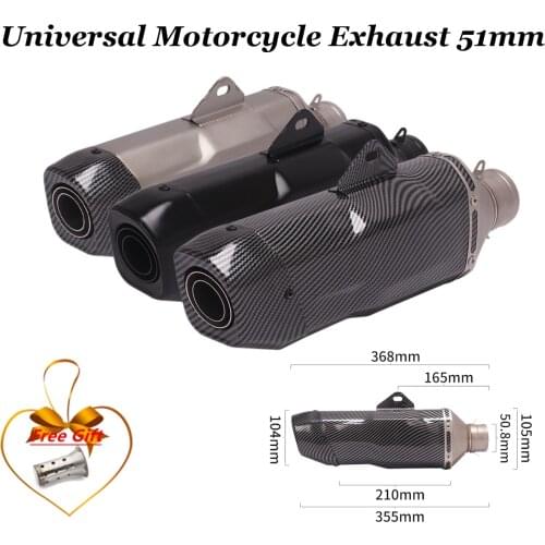 51Mm Universal Motorcycle Exhaust Muffler Moto Exhaust Pipe For Kawasaki Er6N Sv650 Crf 230 Z800 R1 Cb650F Cb1000R Cbr250R Bmw