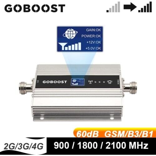 GOBOOST Cell Phone Signal Booster 2G GSM 900 3G WCDMA 2100 LTE 1800MHz Cellular Repeater Enhance Mobile Phone Amplifier
