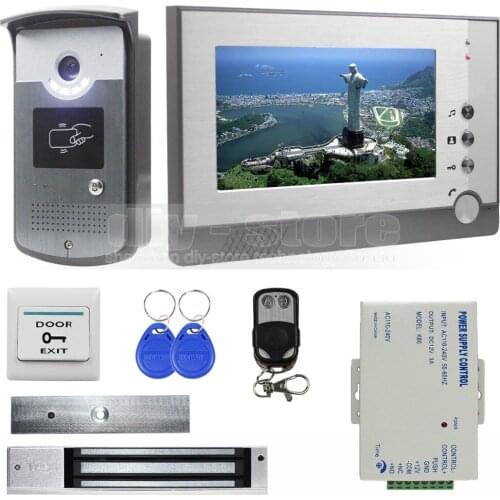 DIYSECUR Magnetic Lock 7 inch TFT Color Video Door Phone Visual Intercom Doorbell ID Unlocking RFID LED Night Vision Camera