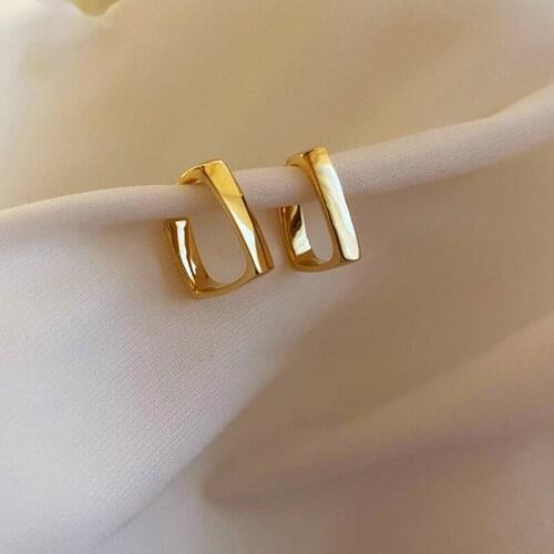 JUWANG 2021 Vintage Stud Earrings Real Gold Plating Women Earrings Geometric Luxury Fashion Jewelry For Party Piercing Mujer