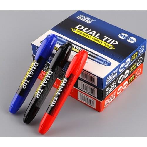 6 Pcs/Set Large Capacity Oil Markers Multifunction Marker Pens Red Blue Black Three Colors Double-ended Marker School Stationery