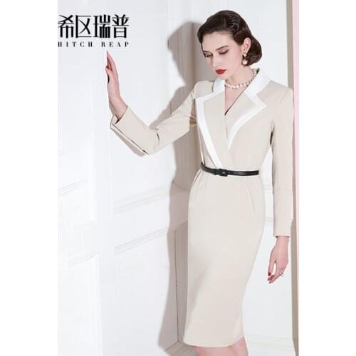 High End Ol Suit Professional Dress WomenS Stitching Celebrity Temperament Slim Dress 2021