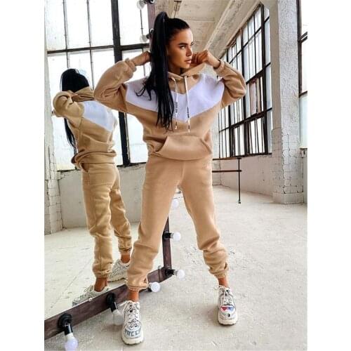 Autumn And Winter Womens Leisure Pants 2 Pieces Sets Soild Sports Sweatshirts Hoodies And Pants 2 Pcs Suits Women Tracksuit