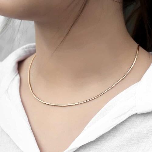 585 Rose Gold Necklace For Women Serpentine Link Herringbone Chain Womens Necklace Drposhipping Jewelry Fashion Gifts 2mm DCN16