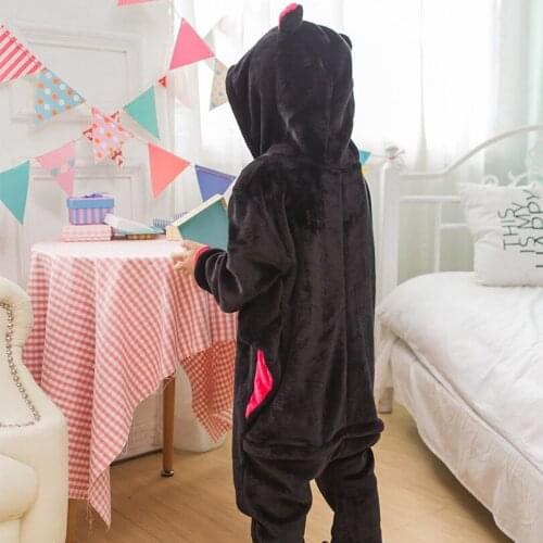 Winter Flannel Soft Warm Bat Kigurumi Pajamas Hooded Animal Cartoon Boys Pyjamas Onesie Pijamas for Girls Kids Sleepwear