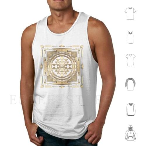 Golden Sri Yantra ( White Background ) Tank Tops Vest Sleeveless Sriyantra Yantra Mandala Mandalas Gold Golden