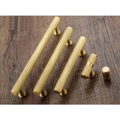 1 PC Gold Knurled/Textured simple kitchen cabinet knobs and handles Drawer Pulls Bedroom Knobs Brass T Bar Cabinet Hardware