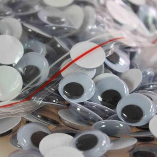 100Pcs DIY Toys Plastic Googly Wiggly Moveable Black Joggle Eyes Self-adhesive Dolls Eye For Toys Dolls Googly Black Eyes Used