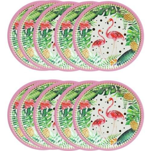 10x Tropical Flamingo Paper Plates Disposable Tableware Party Decorations Party Supplies for wedding kids birthday parties