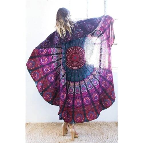 150cm Summer Beach Thin Round Mandala Towel Blanket Hippie Pareo Boho Tapestries Mat Home Decoration