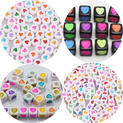 250 Mixed Colour Acrylic Love Heart Acrylic Coin Cube Pony Beads Jewelry DIY