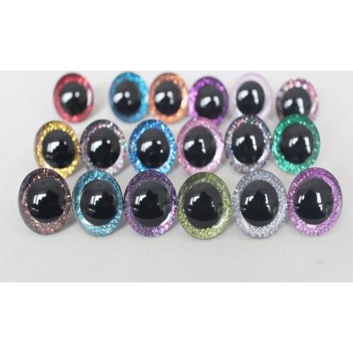 40pcs/lot --N18-14--35mm 3D clear glitter toy eyes + glitter fabric+ washer for diy plush toy doll--18 colors option