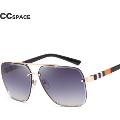 49053 Retro Pilot Luxury Square Sunglasses Stripe Men Women Fashion Shades UV400 Vintage Glasses