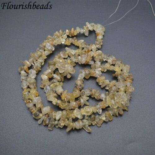 5~8mm Natural Gold Rutilated Quartz Irregular Shape Stone Chips Loose Beads 1 Strand