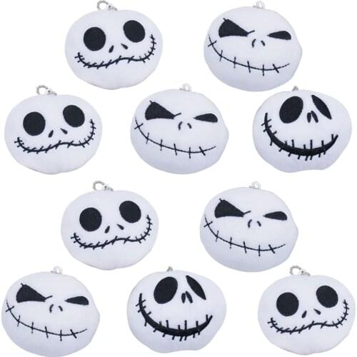50pcs/Lot 7cm 3styles The Nightmare Before Christmas JACK Plush Peluche Soft Stuffed Skeleton Halloween Keychain Toys Kids Gifts