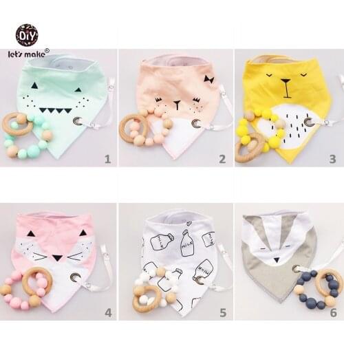 Lets make Baby Nursing Bracelet 6set/12pcs BPA Free Silicone Chew Beads Baby Bibs Drool Set New Born Gift Toys Baby Teether