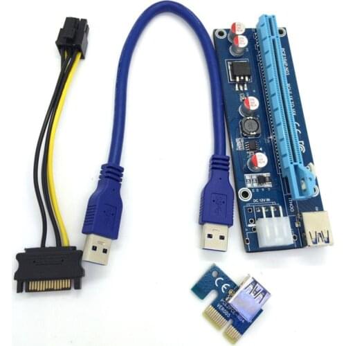 Pcie Pci-e Pci Express adapter expansion Card x1 To x16 GPU Usb 3.0 Extender converter Riser X1 X16 Card SATA 6Pin Power Cable