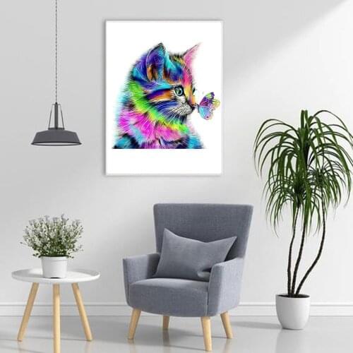 Full Square Drill 5D DIY Diamond Painting "Cat butterfly" 3D Embroidery Cross Stitch 5D Home Decor Gift