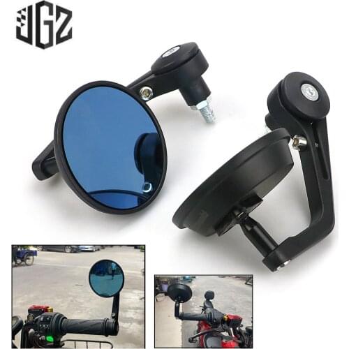 Motorcycle 8mm Round Bar End Rear View Side Mirrors Blue Glass For Kawasaki Z650 Z750 Z800 Z900 Z1000RS NINJA 400 ZX10R VERSYS