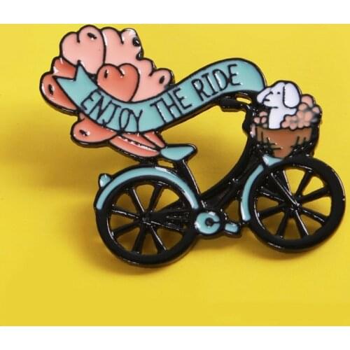 Bicycle travel Brooch dog heart-shaped balloon fun the ride creative cartoon lovely oil drop brooch badge clothing bag accessori