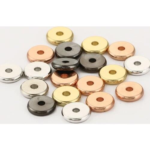 4 6 8mm Stainless Steel Charm Spacer Beads Flat Round Loose Beads DIY Bracelet Wheel Bead For Jewelry Making Finding Accessories