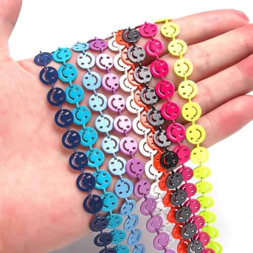 1m New Colorful Enamel Plating Smiley Face Chain HipHop Adjustable Chain For Necklace Bracelet For Woman Man Jewelry Accessories