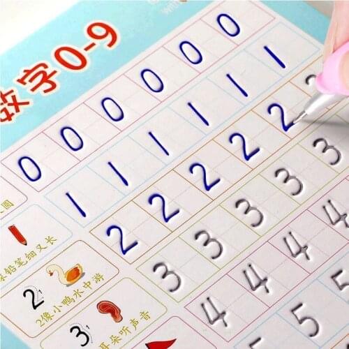 Reusable Children 3D Copybook For Calligraphy Numbers 0-100 Handwriting Books Learning Math Writing Practice Book For kids Books